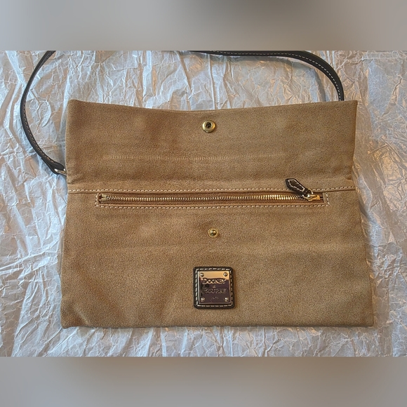 Dooney & Bourke Tan Suede Foldover Clutch